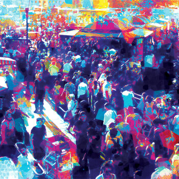 Digital Arts titled "Colorful Crowd" by Ayhan Çeli̇K, Original Artwork, Digital Painting