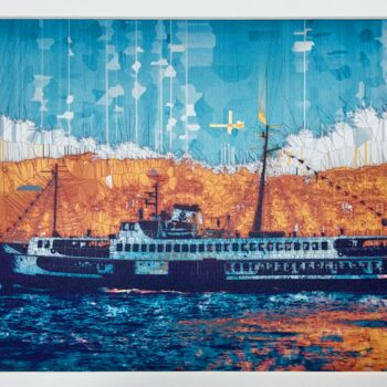 Digitale Kunst getiteld "Steamboat 939" door Ayhan Çeli̇K, Origineel Kunstwerk, Digitale afdruk Gemonteerd op Houten paneel