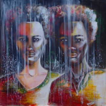 Painting titled "Sisters" by Marie Ayissi, Original Artwork, Acrylic