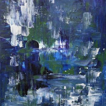Peinture intitulée "Ville bleue" par Ayla, Œuvre d'art originale