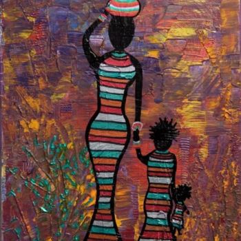 Painting titled "Africaine 3" by Ayla, Original Artwork