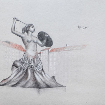Dessin intitulée "Mermaid" par Ayme, Œuvre d'art originale, Crayon