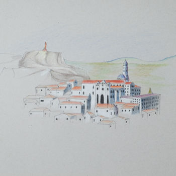 Drawing titled "Cité 3" by Ayme, Original Artwork, Pencil