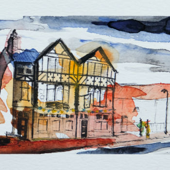 Painting titled "King's head pub" by Ayme, Original Artwork, Watercolor
