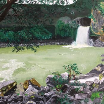 Painting titled "Lagon de la réunion" by Rico, Original Artwork, Acrylic