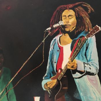 Painting titled "bob Marley on live" by Rico, Original Artwork, Acrylic
