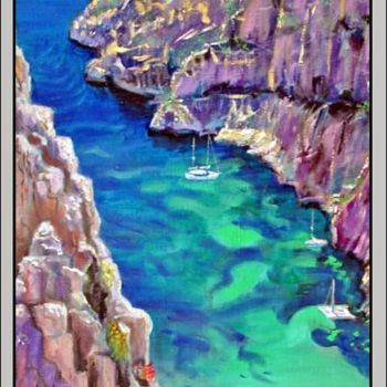 Pittura intitolato "Calanques / Cliffs" da Aymeric Noa Artiste Peintre, Opera d'arte originale, Olio