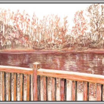 Pittura intitolato "Le lac de Cergy-Neu…" da Aymeric Noa Artiste Peintre, Opera d'arte originale, Olio