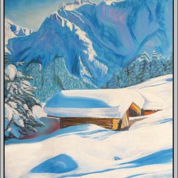 Peinture intitulée "Le chalet / The alp…" par Aymeric Noa Artiste Peintre, Œuvre d'art originale, Huile