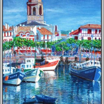 Pittura intitolato "Sur le vieux port /…" da Aymeric Noa Artiste Peintre, Opera d'arte originale, Olio