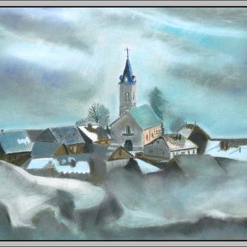 Peinture intitulée "Mon village / My vi…" par Aymeric Noa Artiste Peintre, Œuvre d'art originale, Huile