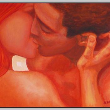Pittura intitolato "Rouge baiser / Red…" da Aymeric Noa Artiste Peintre, Opera d'arte originale, Olio