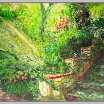 Картина под названием "Jardin sauvage /Wil…" - Aymeric Noa Artiste Peintre, Подлинное произведение искусства, Масло