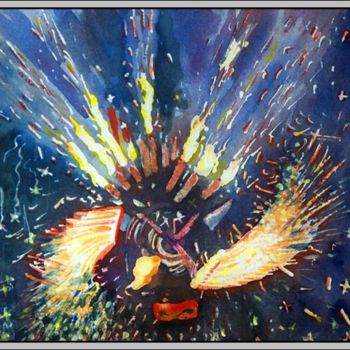 Pittura intitolato "Toro de Fuego" da Aymeric Noa Artiste Peintre, Opera d'arte originale, Olio