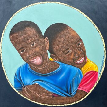 Картина под названием "Golden bond (ii)" - Ayotunde Ayomide, Подлинное произведение искусства, Акрил