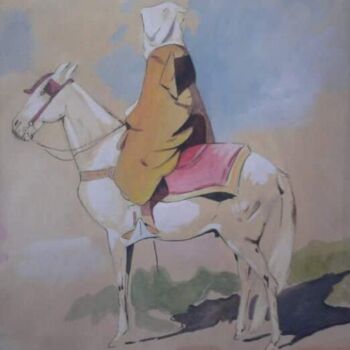 Рисунок под названием "Un chef de tribu ال…" - Ayoub Jamali, Подлинное произведение искусства, Акрил