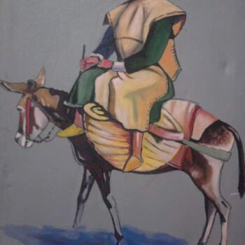 Disegno intitolato "monter un âne" da Ayoub Jamali, Opera d'arte originale, Acrilico