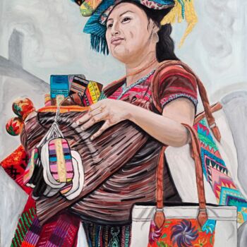 "Kilimci Kadın yağlı…" başlıklı Tablo Ayşe Evci̇ tarafından, Orijinal sanat, Hava fırçası