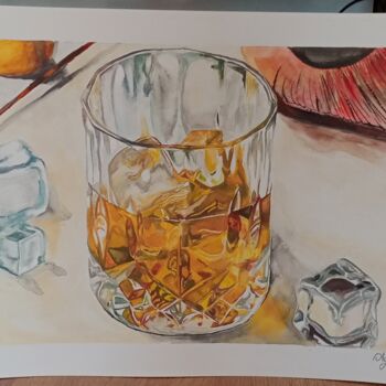 "Viski bardağım" başlıklı Tablo Ayşe Evci̇ tarafından, Orijinal sanat, Suluboya