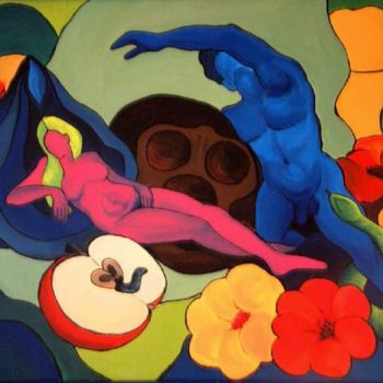 Painting titled "Adam&Eve" by Ayse Kumbasar, Original Artwork