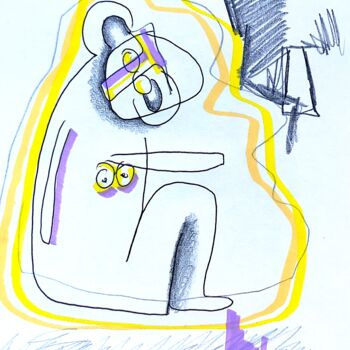 Dessin intitulée "Drawing In Dark No.3" par Ayshia Muezzin, Œuvre d'art originale, Crayon