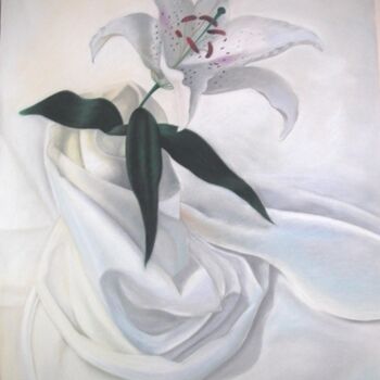 Painting titled "lilyum-Lilies" by Aysun Karasu, Original Artwork, Oil