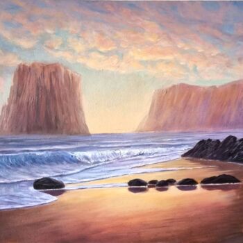 "sunset on a beach" başlıklı Tablo Aytaç Dutki̇N tarafından, Orijinal sanat, Petrol