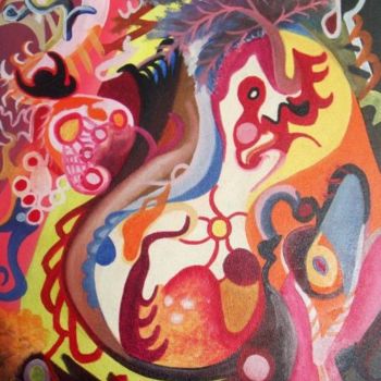 Painting titled "Ecstasy. Primitive…" by Aytac Sisman, Original Artwork, Oil