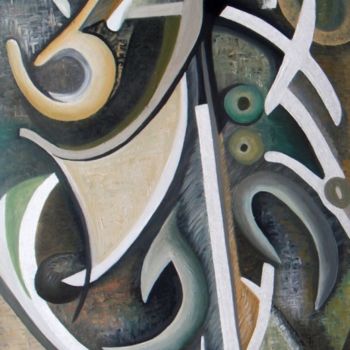 Pintura intitulada "Elephant with Parrot" por Aytac Sisman, Obras de arte originais, Óleo