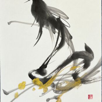 Peinture intitulée "blackbird" par Ayumi, Œuvre d'art originale, Pigments