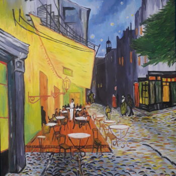 Painting titled "Terrasse de nuit (c…" by Azad Ian, Original Artwork, Oil