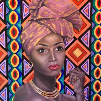 Painting titled "African Queen" by Azad Rustamov, Original Artwork, Acrylic