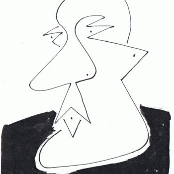 Disegno intitolato "portrait d'André Be…" da Lucien Azam, Opera d'arte originale