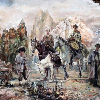 Pintura intitulada "The wise shepherd" por Azat Myradov, Obras de arte originais, Óleo