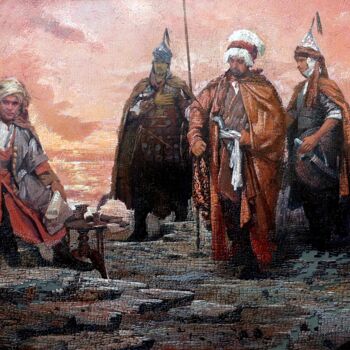 Painting titled "The walls of Khorez…" by Azat Myradov, Original Artwork, Oil
