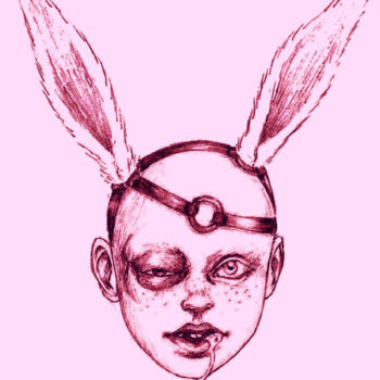 Zeichnungen mit dem Titel "Bunny" von Azathoth, Original-Kunstwerk, Bleistift