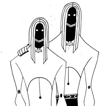 Drawing titled "Twins" by Azathoth, Original Artwork, Ballpoint pen
