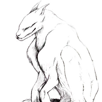 Zeichnungen mit dem Titel "Hound" von Azathoth, Original-Kunstwerk, Bleistift