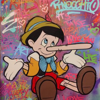 Pintura titulada "StreetPinocchio" por Azba Theflex, Obra de arte original, Acrílico Montado en Bastidor de camilla de madera