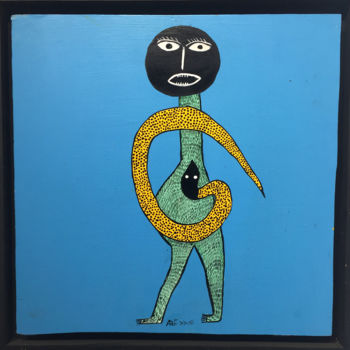 Картина под названием "Femme au serpent 50…" - Azeddine, Подлинное произведение искусства, Акрил Установлен на Деревянная ра…