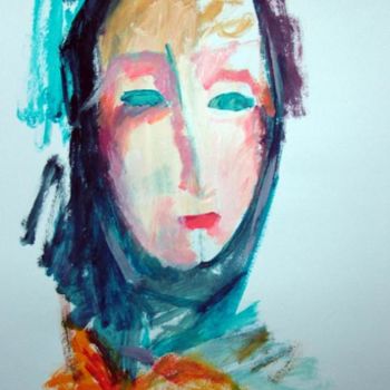 Peinture intitulée "a girl's of portrait" par Azeriman, Œuvre d'art originale, Acrylique