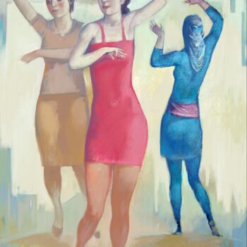 Painting titled "The dancing of girls" by Azeriman, Original Artwork, Digital Painting