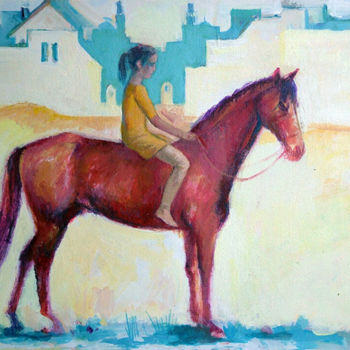 绘画 标题为“Girl on a horse” 由Azeriman, 原创艺术品, 油