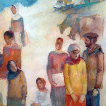 Painting titled "Refugees" by Azeriman, Original Artwork, Oil