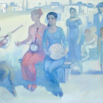 Painting titled "The young musicants" by Azeriman, Original Artwork, Acrylic