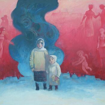 Schilderij getiteld "Refugees-6" door Azeriman, Origineel Kunstwerk, Acryl