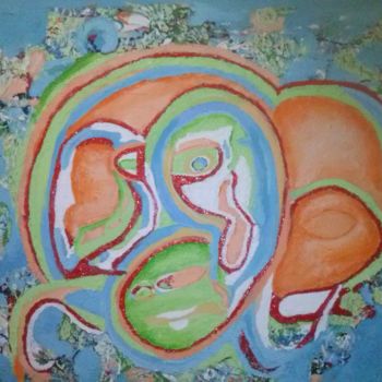 Painting titled "Le foetus" by Fatine, Original Artwork, Gouache