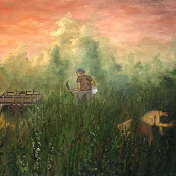Pintura intitulada "Récolte à l’aube" por Aziza Siankam, Obras de arte originais, Acrílico