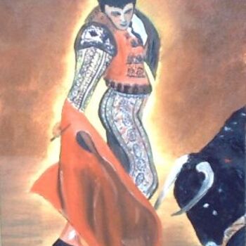 Painting titled "Torero" by Sylvestre Aznar, Original Artwork, Oil