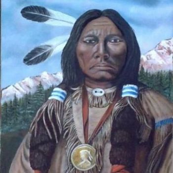 绘画 标题为“Indien Sioux” 由Sylvestre Aznar, 原创艺术品, 油